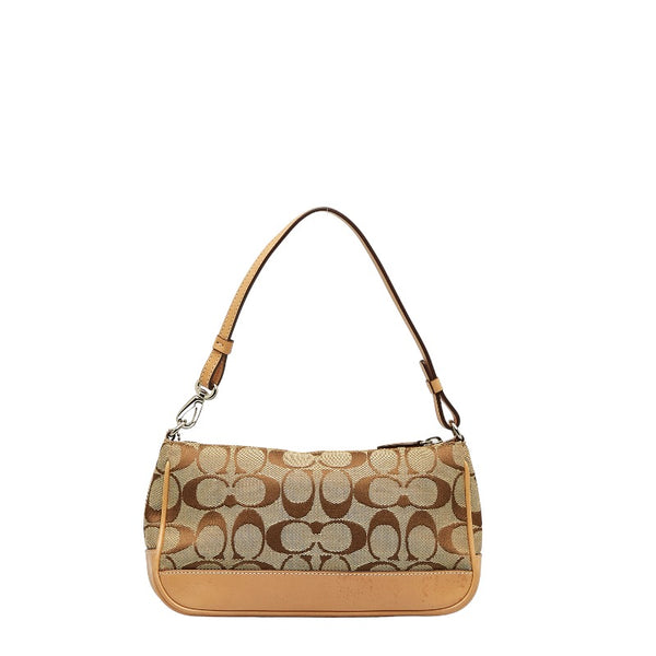 コーチ シグネチャー ミニハンドバッグ アクセサリーポーチ 6094 ベージュ キャンバス レザー レディース COACH 【中古】