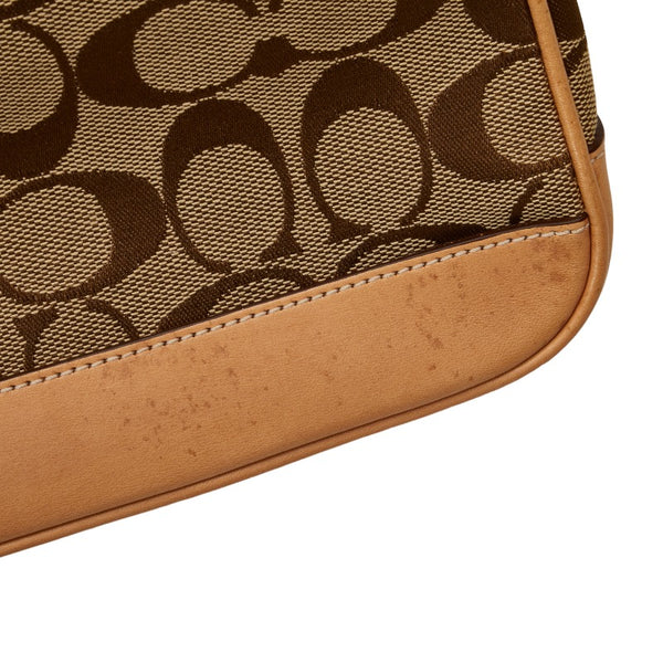 コーチ シグネチャー ミニハンドバッグ アクセサリーポーチ 6094 ベージュ キャンバス レザー レディース COACH 【中古】