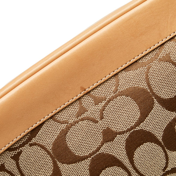 コーチ シグネチャー ミニハンドバッグ アクセサリーポーチ 6094 ベージュ キャンバス レザー レディース COACH 【中古】