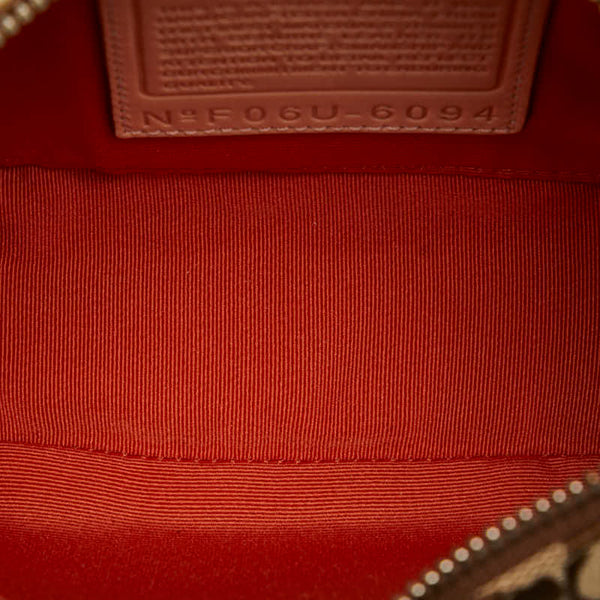 コーチ シグネチャー ミニハンドバッグ アクセサリーポーチ 6094 ベージュ キャンバス レザー レディース COACH 【中古】
