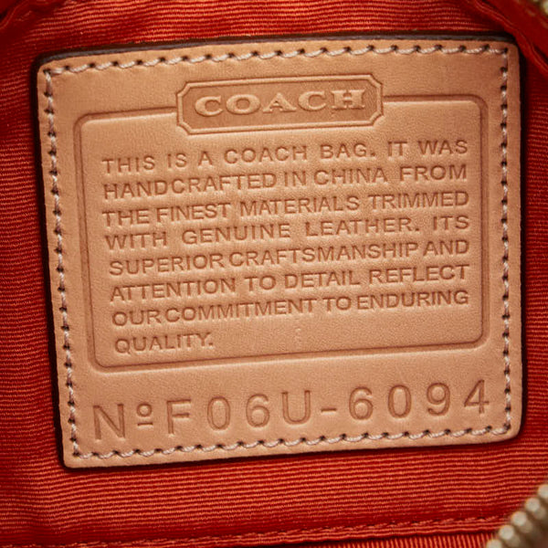 コーチ シグネチャー ミニハンドバッグ アクセサリーポーチ 6094 ベージュ キャンバス レザー レディース COACH 【中古】