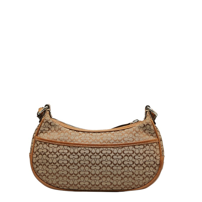 コーチ シグネチャー 斜め掛け ショルダーバッグ ブラウン キャンバス レザー レディース COACH 【中古】