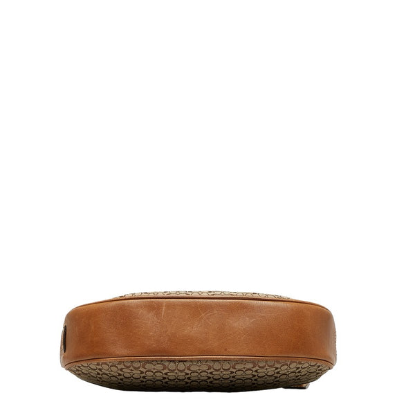 コーチ シグネチャー 斜め掛け ショルダーバッグ ブラウン キャンバス レザー レディース COACH 【中古】