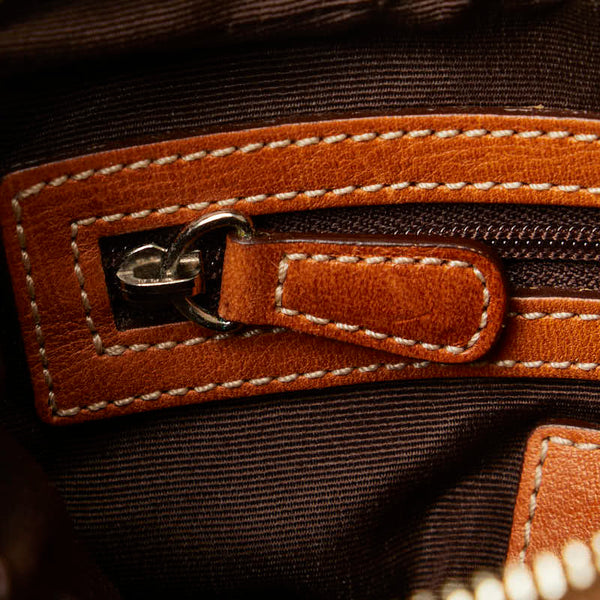 コーチ シグネチャー 斜め掛け ショルダーバッグ ブラウン キャンバス レザー レディース COACH 【中古】