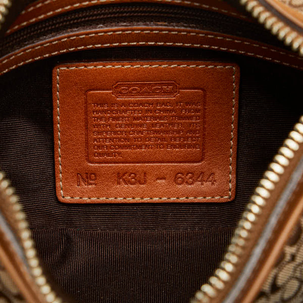 コーチ シグネチャー 斜め掛け ショルダーバッグ ブラウン キャンバス レザー レディース COACH 【中古】