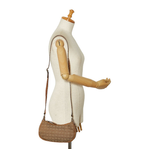 コーチ シグネチャー 斜め掛け ショルダーバッグ ブラウン キャンバス レザー レディース COACH 【中古】