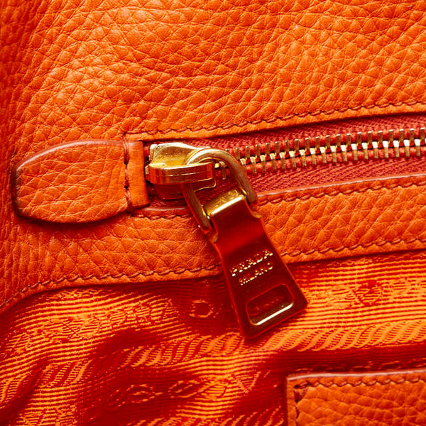 プラダ ヴィッテロ ダイノ ゴールド金具 ハンドバッグ ショルダーバッグ 2WAY BN2694 オレンジ レザー レディース PRADA 【中古】