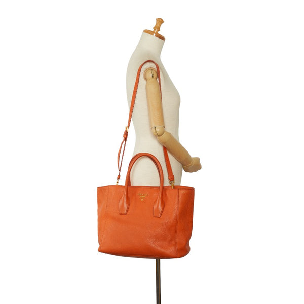 プラダ ヴィッテロ ダイノ ゴールド金具 ハンドバッグ ショルダーバッグ 2WAY BN2694 オレンジ レザー レディース PRADA 【中古】