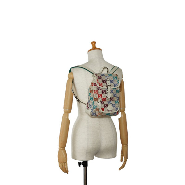 グッチ GG チルドレンズ リュック バックパック 630818 ベージュ マルチカラー ウール レザー メンズ GUCCI 【中古】