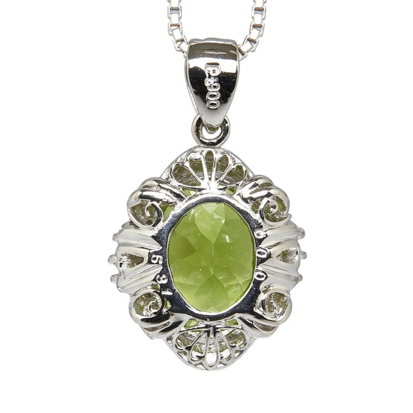 Pt900 プラチナ Pt850 プラチナ ペリドット5.31ct ダイヤ0.09ct ネックレス レディース 【中古】