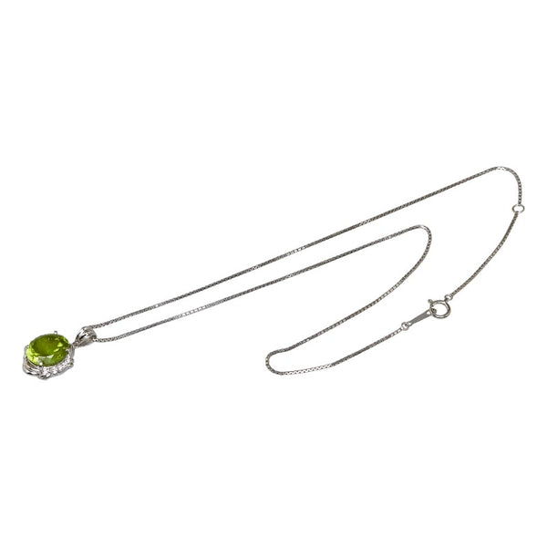 Pt900 プラチナ Pt850 プラチナ ペリドット5.31ct ダイヤ0.09ct ネックレス レディース 【中古】