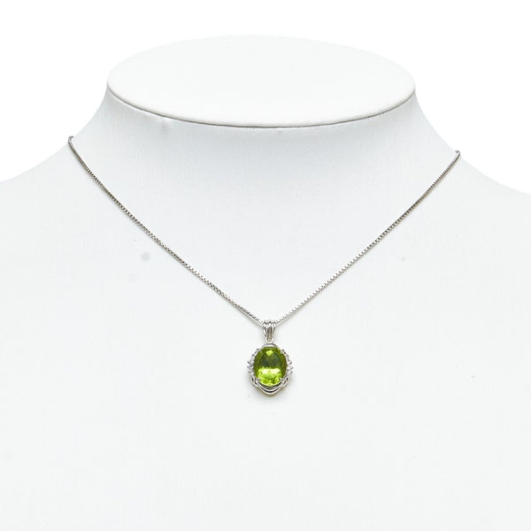 Pt900 プラチナ Pt850 プラチナ ペリドット5.31ct ダイヤ0.09ct ネックレス レディース 【中古】