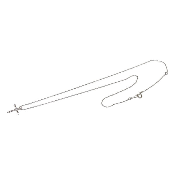 Pt900 プラチナ Pt850 プラチナ ダイヤ0.10ct クロス 十字架 ネックレス レディース 【中古】