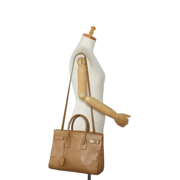 サンローラン サックドジュール スモール ハンドバッグ ショルダーバッグ 2WAY 355153 ブラウン レザー レディース SAINT LAURENT 【中古】