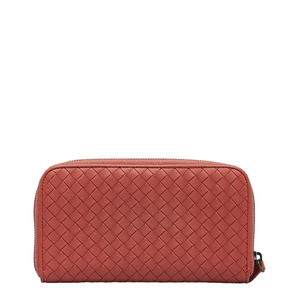 ボッテガヴェネタ イントレチャート ラウンドファスナー 長財布 ピンク レザー レディース BOTTEGAVENETA 【中古】