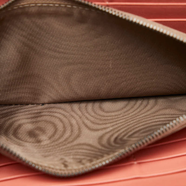 ボッテガヴェネタ イントレチャート ラウンドファスナー 長財布 ピンク レザー レディース BOTTEGAVENETA 【中古】