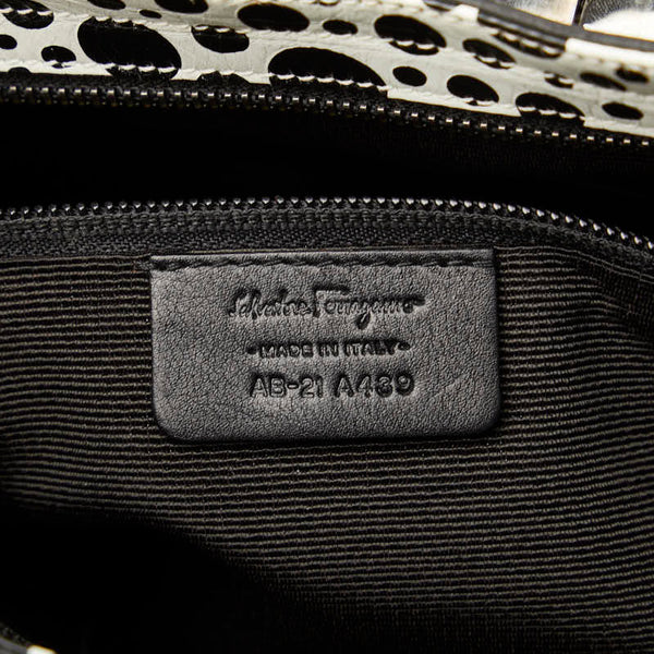 サルヴァトーレフェラガモ マリッサ 草間彌生コラボ ハンドバッグ AB-21A439 ブラック ホワイト レザー レディース Salvatore Ferragamo 【中古】