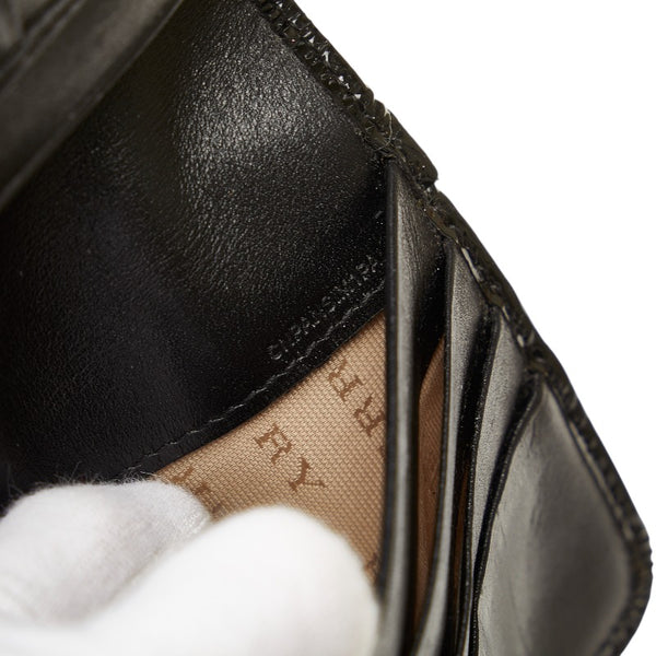 バーバリー ノバチェック 長財布 ベージュ ブラック エナメル PVC レディース BURBERRY 【中古】