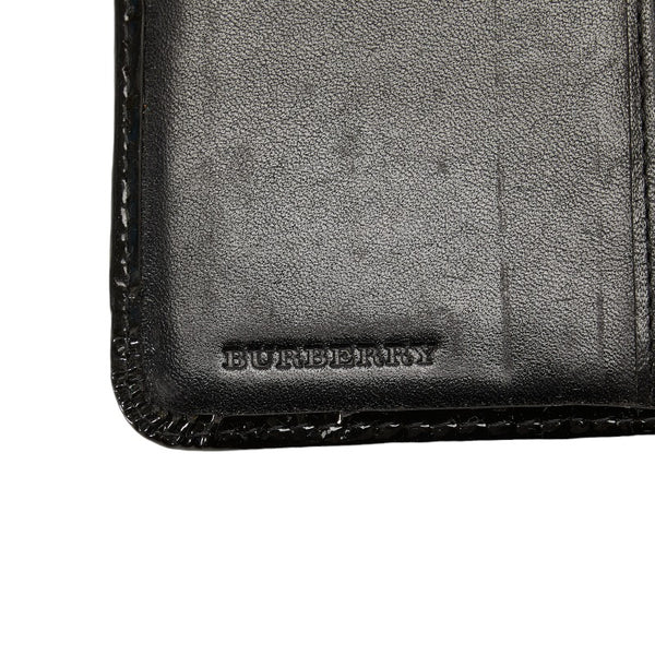 バーバリー ノバチェック 長財布 ベージュ ブラック エナメル PVC レディース BURBERRY 【中古】