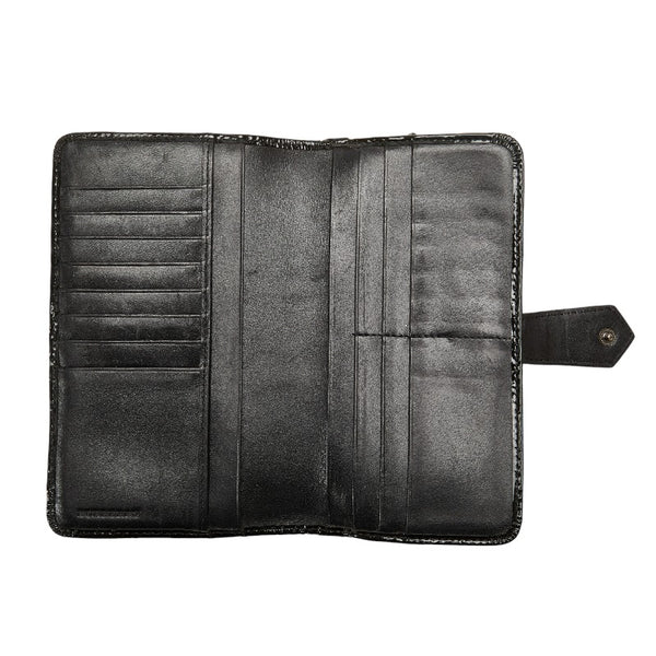 バーバリー ノバチェック 長財布 ベージュ ブラック エナメル PVC レディース BURBERRY 【中古】