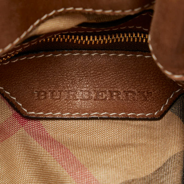 バーバリー ノバチェック ハンドバッグ ショルダーバッグ 2WAY ブラウン レザー レディース BURBERRY 【中古】