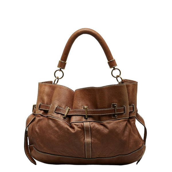 バーバリー ノバチェック ハンドバッグ ショルダーバッグ 2WAY ブラウン レザー レディース BURBERRY 【中古】