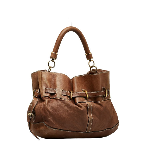 バーバリー ノバチェック ハンドバッグ ショルダーバッグ 2WAY ブラウン レザー レディース BURBERRY 【中古】
