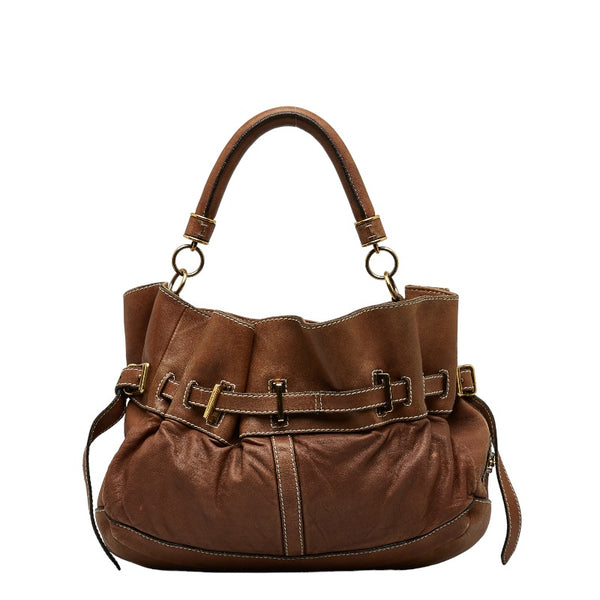 バーバリー ノバチェック ハンドバッグ ショルダーバッグ 2WAY ブラウン レザー レディース BURBERRY 【中古】