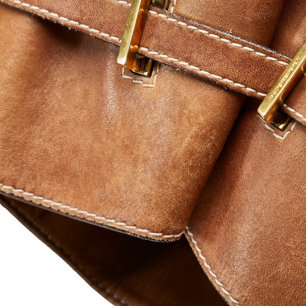 バーバリー ノバチェック ハンドバッグ ショルダーバッグ 2WAY ブラウン レザー レディース BURBERRY 【中古】
