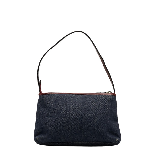 バーバリー ノバチェック ボーダー ハンドバッグ ブルー レッド デニム レディース BURBERRY 【中古】