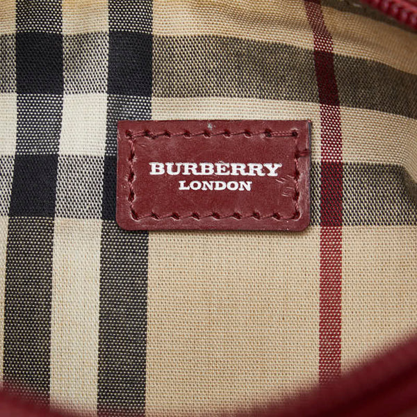 バーバリー ノバチェック ボーダー ハンドバッグ ブルー レッド デニム レディース BURBERRY 【中古】
