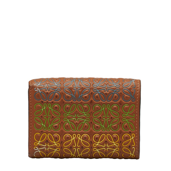 ロエベ アナグラム ウォレット 三つ折り財布 ブラウン マルチカラー レザー レディース LOEWE 【中古】