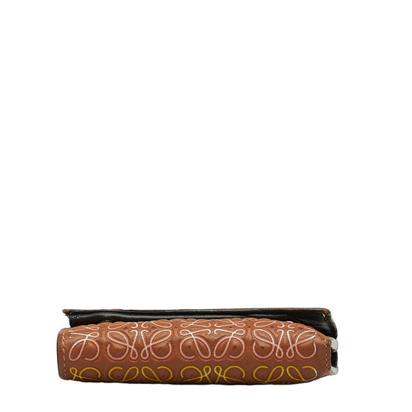 ロエベ アナグラム ウォレット 三つ折り財布 ブラウン マルチカラー レザー レディース LOEWE 【中古】