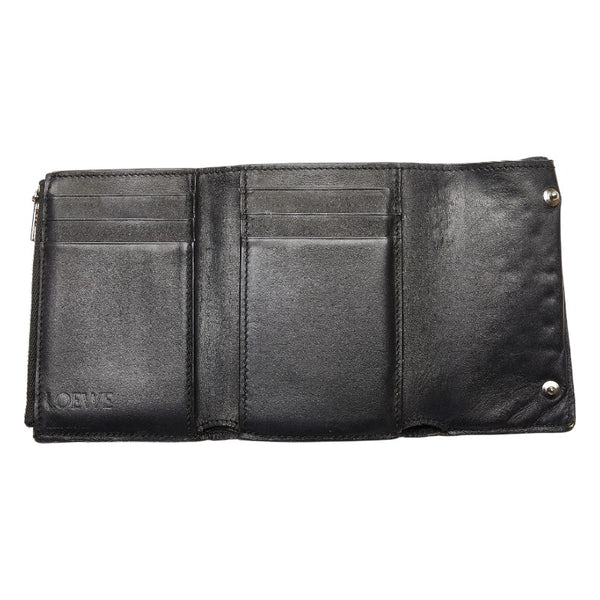 ロエベ アナグラム ウォレット 三つ折り財布 ブラウン マルチカラー レザー レディース LOEWE 【中古】