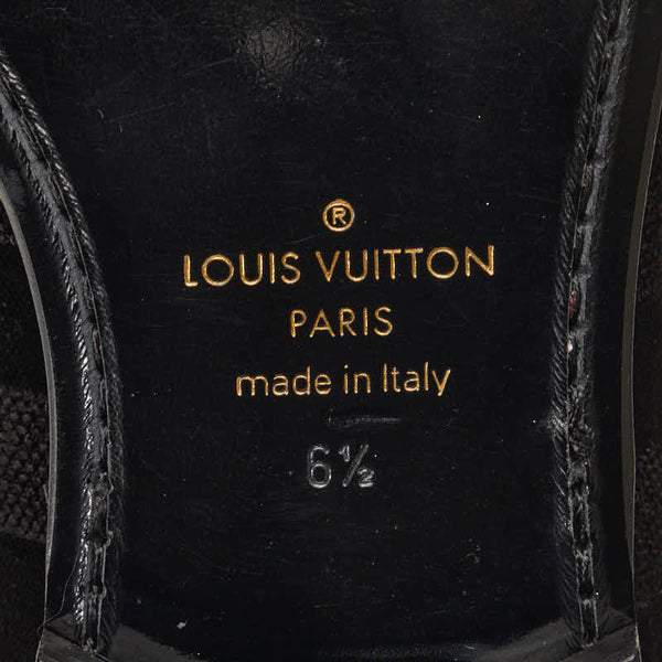 ルイ ヴィトン オートゥイユ ライン ローファー ブラック ベロア レザー レディース LOUIS VUITTON 【中古】
