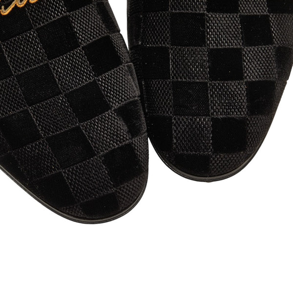 ルイ ヴィトン オートゥイユ ライン ローファー ブラック ベロア レザー レディース LOUIS VUITTON 【中古】
