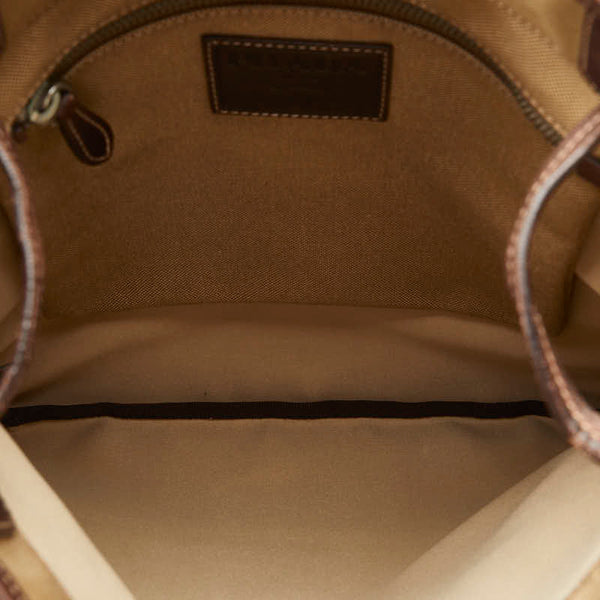 プラダ ロゴジャガード 斜め掛け ショルダーバッグ  カーキ ブラウン キャンバス レザー レディース PRADA 【中古】