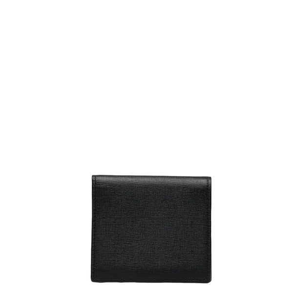 エム シー エム リボン スタッズ 二つ折り財布 ブラック ワインレッド レザー レディース MCM 【中古】