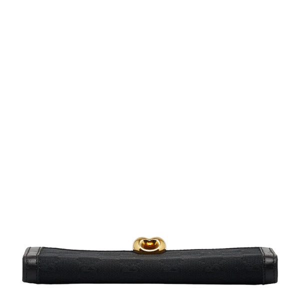 グッチ GGキャンバス 長財布 159641 ブラック キャンバス レザー レディース GUCCI 【中古】