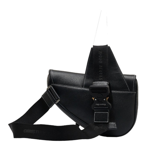 ディオール × PETER DOIG ピーター ドイグ サドルバッグ ボディバッグ ウエストバッグ ブラック レザー レディース Dior 【中古】