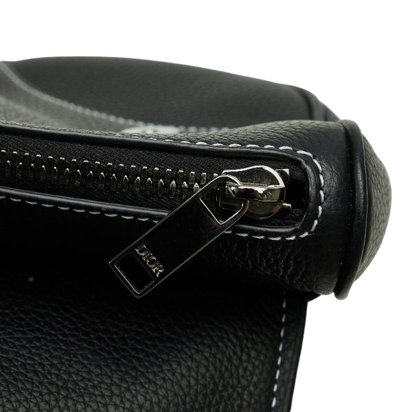 ディオール × PETER DOIG ピーター ドイグ サドルバッグ ボディバッグ ウエストバッグ ブラック レザー レディース Dior 【中古】