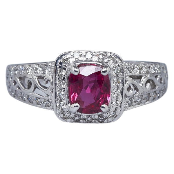 Pt900 プラチナ ルビー0.86ct ダイヤ0.28ct 三越 リング 指輪 レディース 10号 【中古】