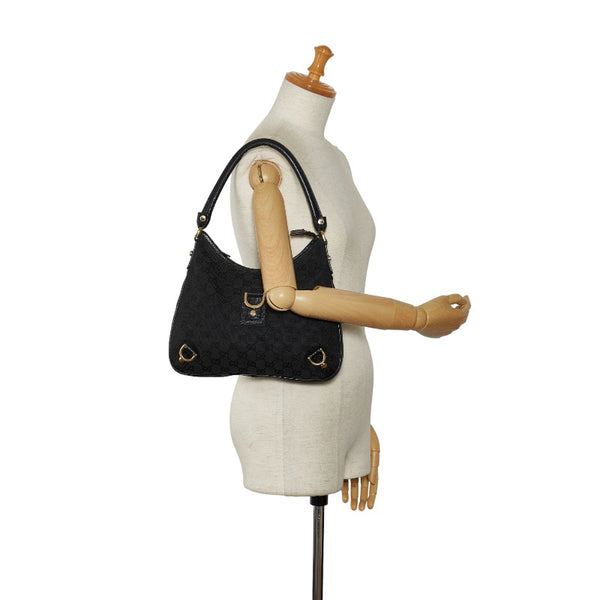 グッチ GGキャンバス ワンショルダー 130738 ブラック キャンバス レザー レディース GUCCI 【中古】