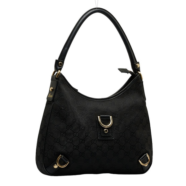 グッチ GGキャンバス ワンショルダー 130738 ブラック キャンバス レザー レディース GUCCI 【中古】