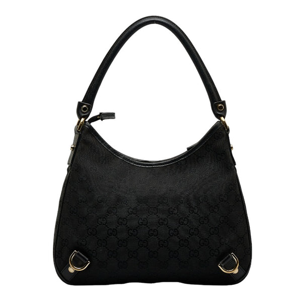 グッチ GGキャンバス ワンショルダー 130738 ブラック キャンバス レザー レディース GUCCI 【中古】