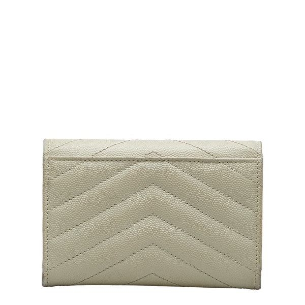 サンローラン モノグラム YSL カードケース 名刺入れ ホワイト レザー レディース SAINT LAURENT 【中古】