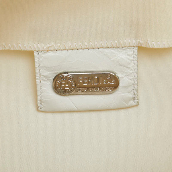 フェンディ マンマバケット 斜め掛け ショルダーバッグ  ホワイト キャンバス レザー レディース FENDI 【中古】