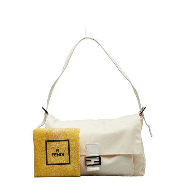 フェンディ マンマバケット 斜め掛け ショルダーバッグ  ホワイト キャンバス レザー レディース FENDI 【中古】