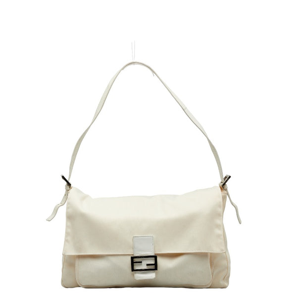 フェンディ マンマバケット 斜め掛け ショルダーバッグ  ホワイト キャンバス レザー レディース FENDI 【中古】