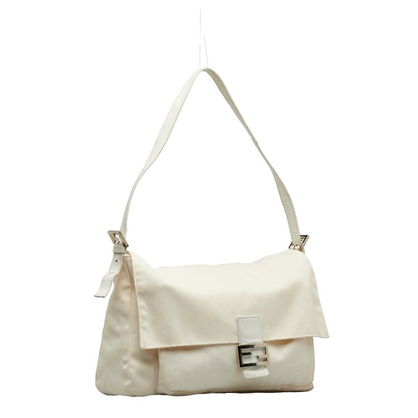 フェンディ マンマバケット 斜め掛け ショルダーバッグ  ホワイト キャンバス レザー レディース FENDI 【中古】